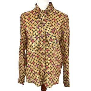 0039 Italy Polkadots Tie Neck Silk Blend Blouse